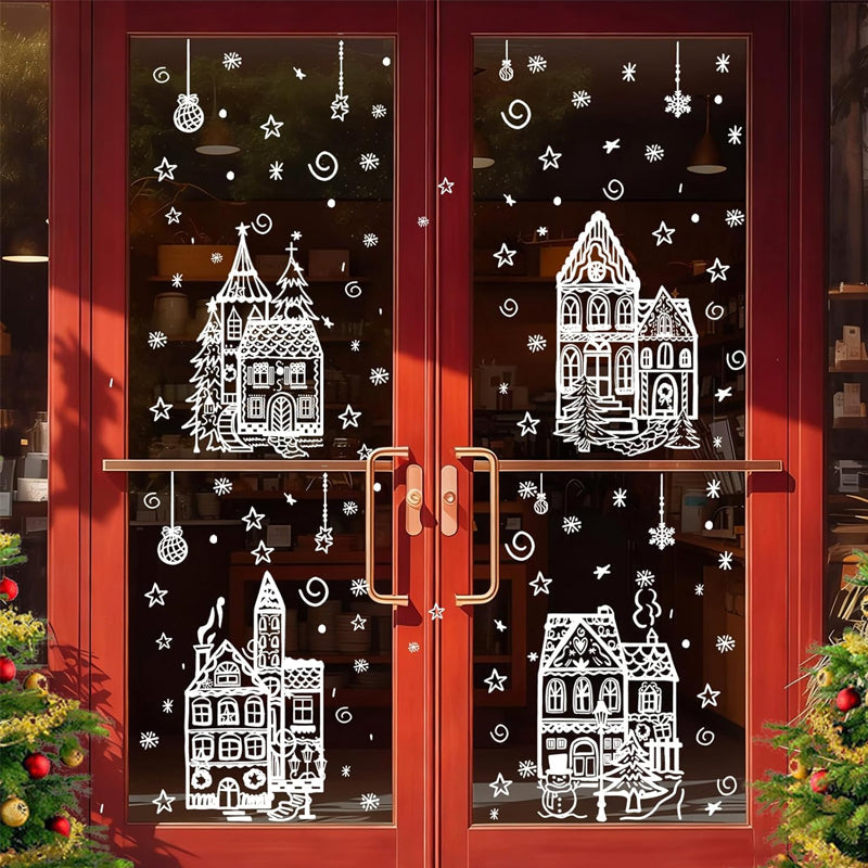 🏠 Kerstdorp Raamstickers – Breng Magische Kerstsfeer op Elk Raam! ❄️