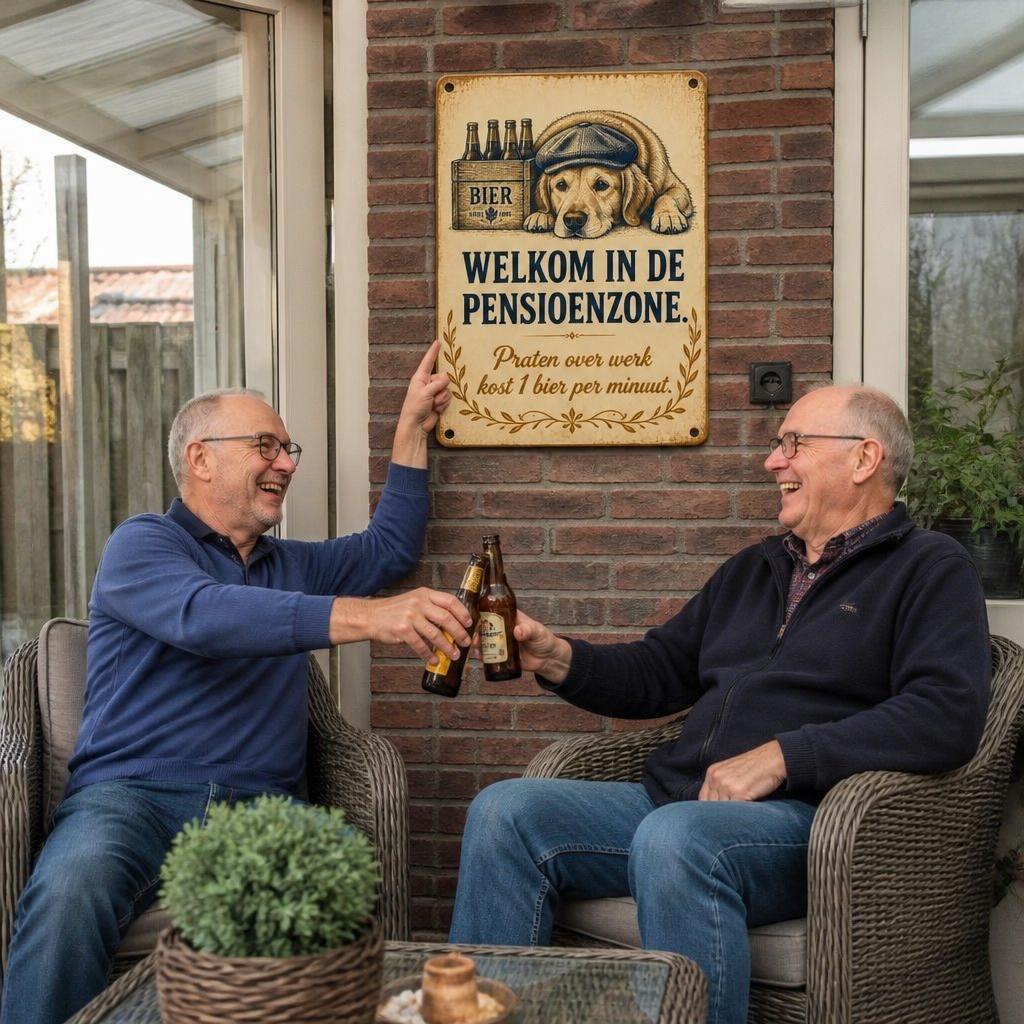 Metalen Bord "Pensioenzone" – Praten Over Werk Kost 1 Bier Per Minuut! 🍺