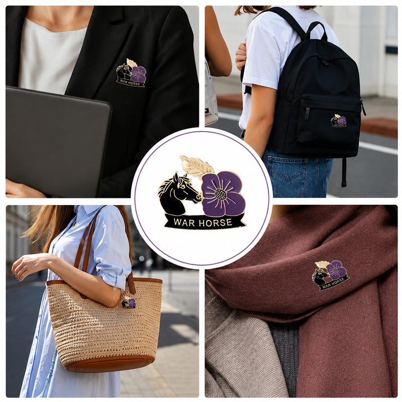 🌸 Eerbetoon aan Jouw Paard 🐎 Purple Poppy Brooche
