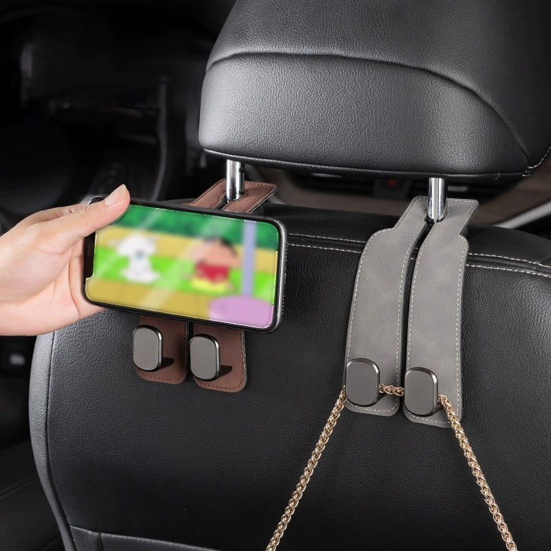 🚗 Nooit Meer Rondslingerende Spullen! Luxe 2-in-1 Autohaak & Telefoonhouder 📱