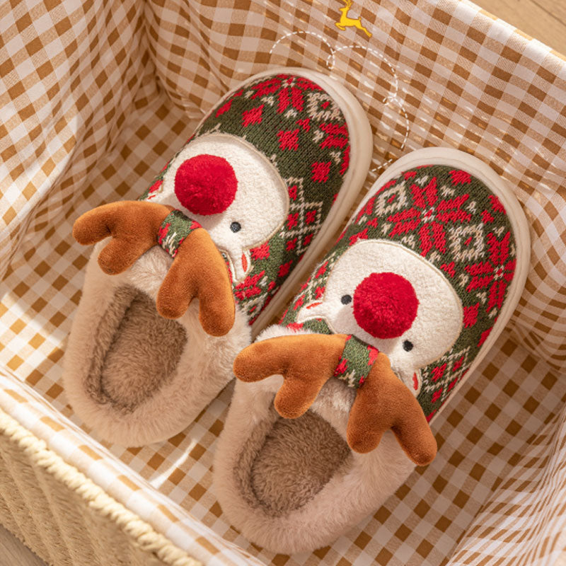 🦌 Suloiset Poro Tohvelit ✨ | Lämpimät Tekoturkisvuoriset Joulutossut 🔥 | Liukumaton Pohja