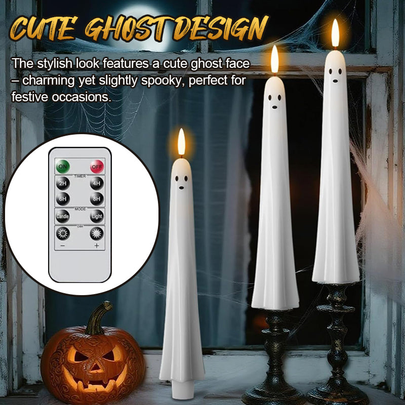🎃👻 Kauko-ohjattava Halloween-kynttilä 3D Liekillä | Turvallinen & Sähkökynttilä Lapsille | Kummituksen Koriste 👻🎃