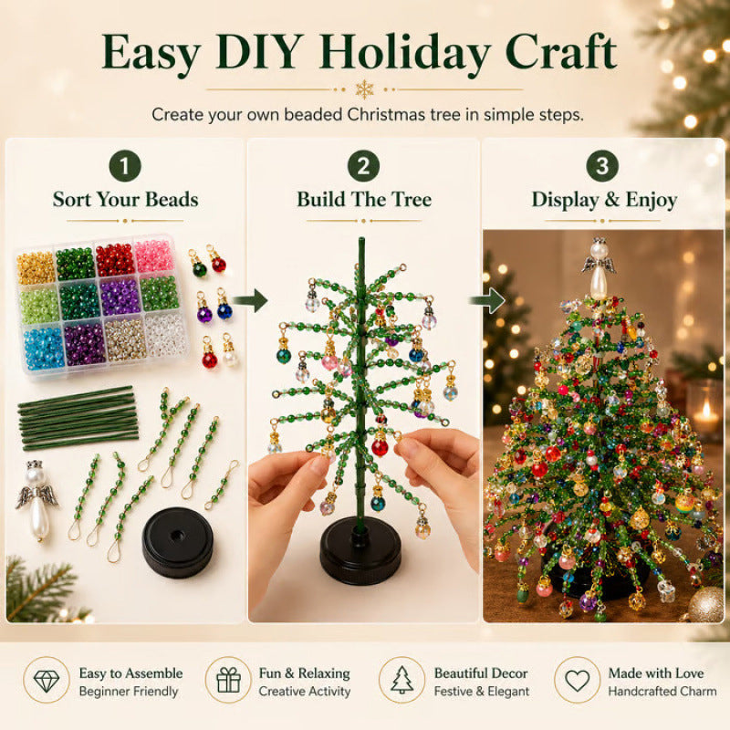 🎄 Creëer Kerstmagie in Huis: Complete DIY Parelen Kerstboom Kit ✨ (Met Engel Piek)