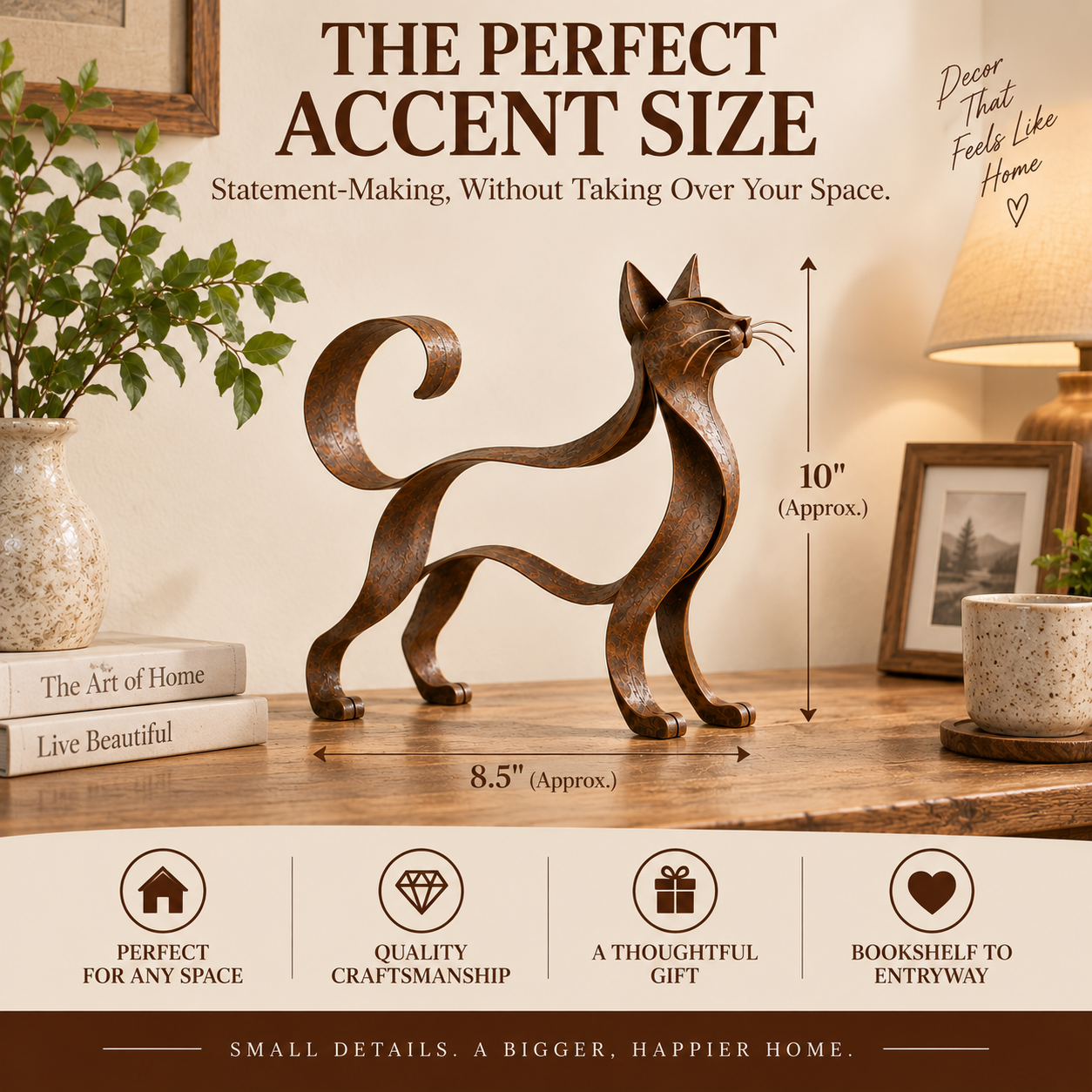 🐱✨ Elegant Metalen Maine Coon Beeldje – Sfeervolle Kattenkunst voor in Huis 🏡