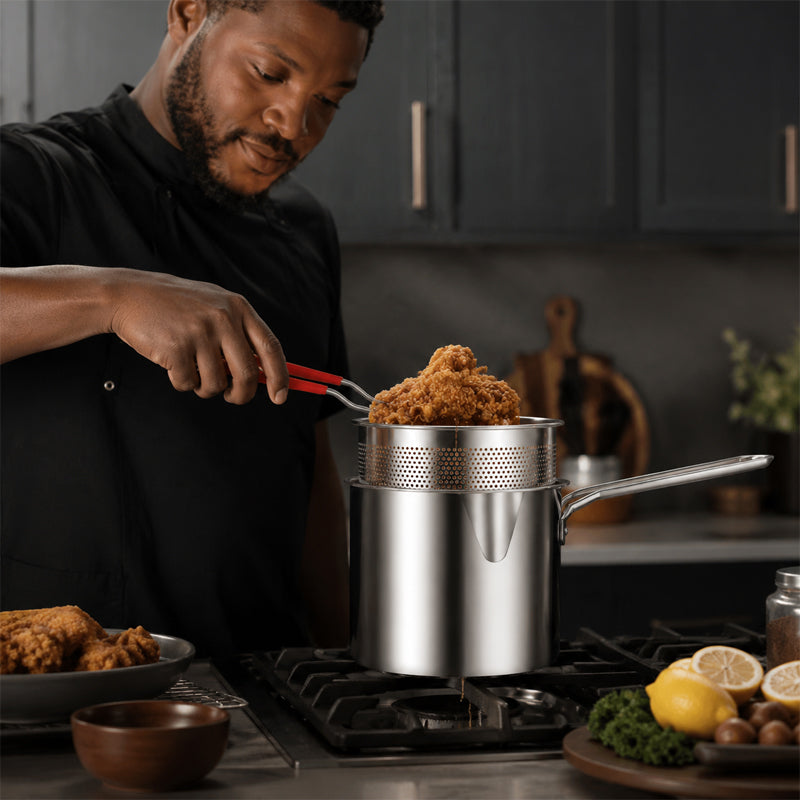 🍤 Slimme Mini Frituurpan met Zeefmand – 70% Minder Olie, 100% Krokant!