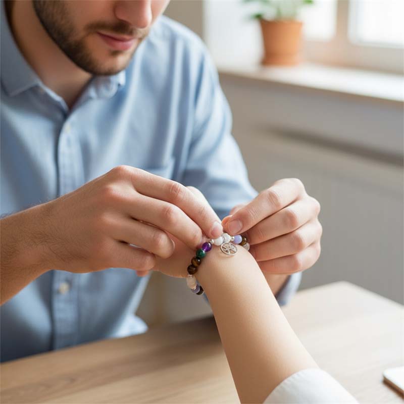 Horoskooppikivirannekoru ✨ | Aito Luonnonkivi – Kosminen Energia-Amuletti & Täydellinen Lahja 🎁