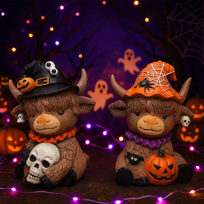 🖤 Skotlannin Ylämaanlehmä - Aito Halloween-koriste Pöydälle ja Ovelle 🎃🐮