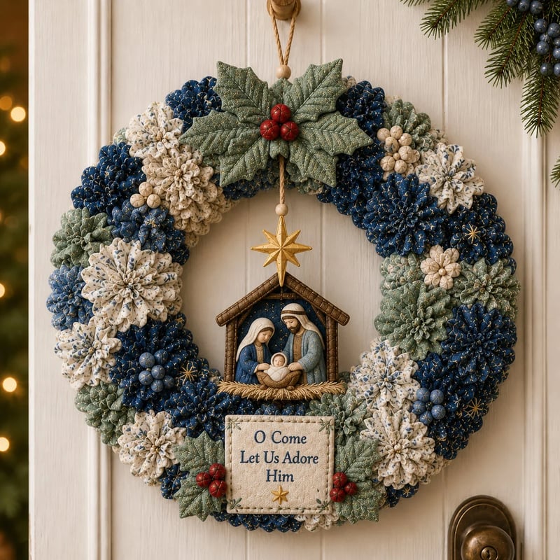 🎄 DIY Kerstkrans Knutselpakket met 3D-Textuur | Ontspannend & Sfeervol voor aan de Deur