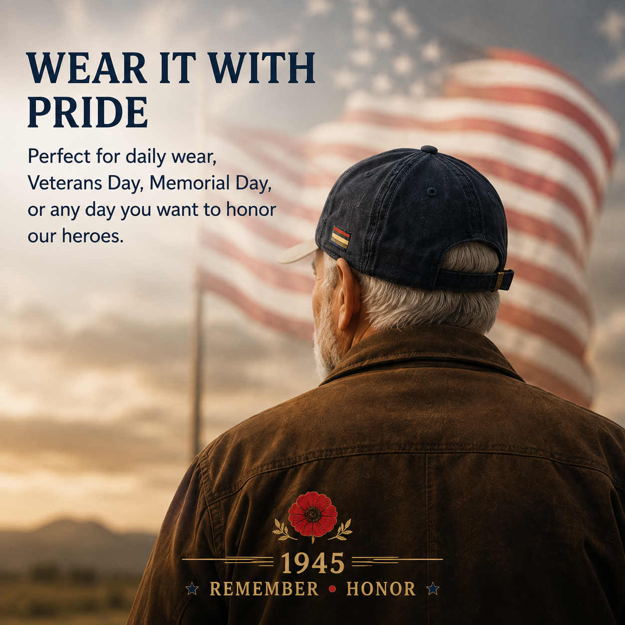 🎖️ Eerbetoon Aan Onze Helden | 1945 Herdenkingspet Met Rode Klaproos 🌺
