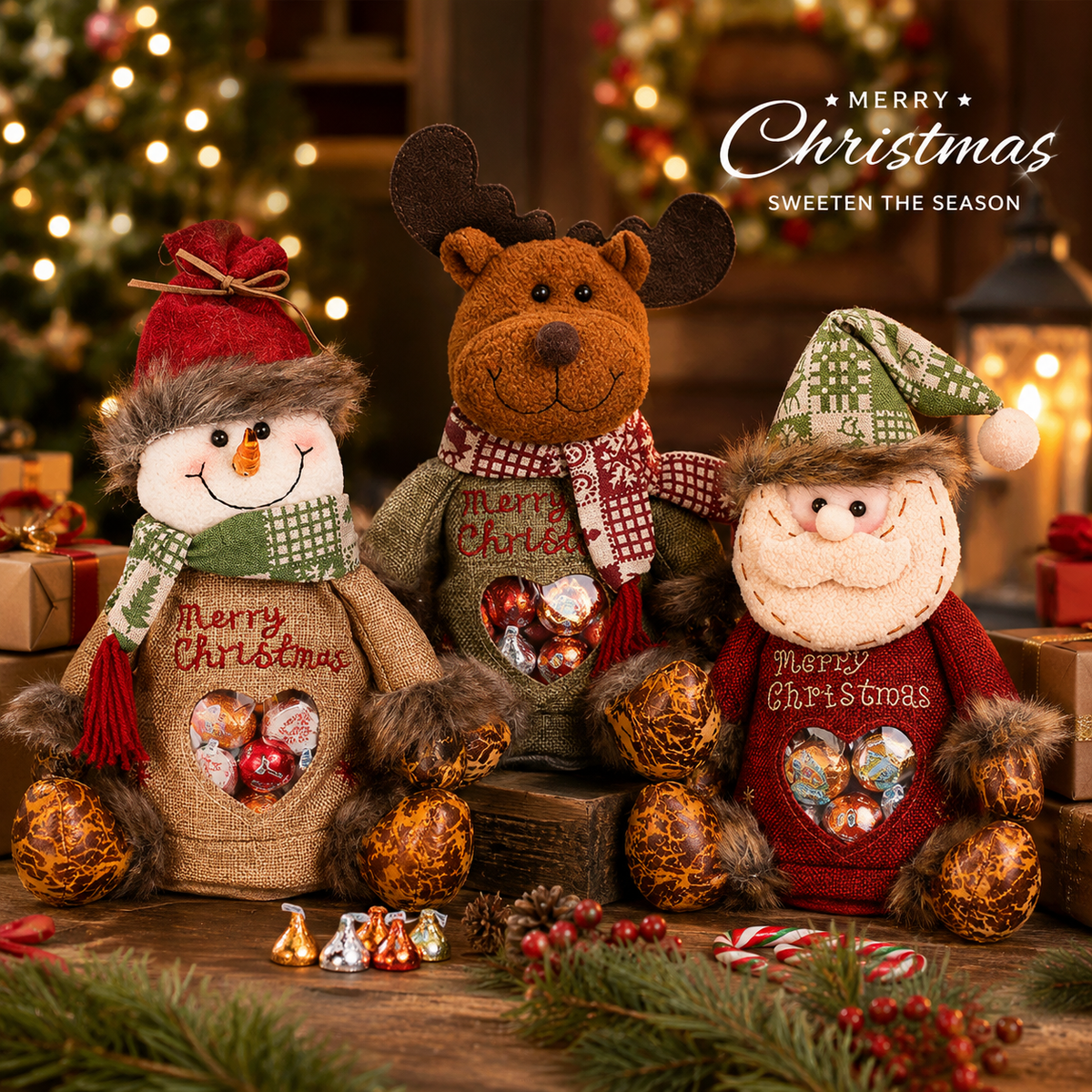 🎅 Magische Kerst-Snoepzakken met Pluche Figuren – Maak Kerstmis Onvergetelijk! 🎄