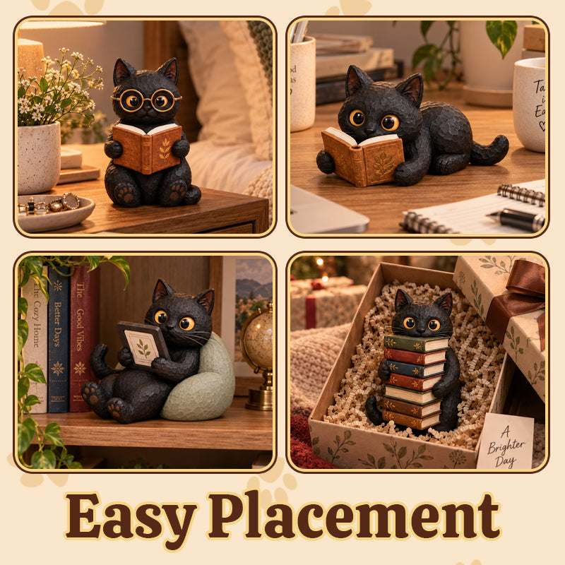 🐱 Lezende Kat Figuur – Het Perfecte Maatje voor Jouw Gezellige Boekenhoek 📚