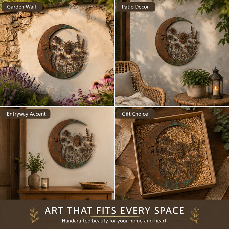 🐝 Creëer Je Eigen Dromerige Rustplek: Luxe Moon & Bee Wanddecoratie voor Buiten
