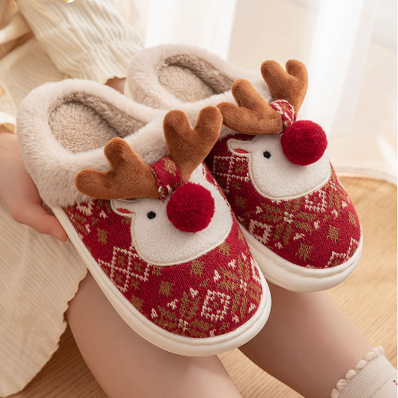 🦌 Suloiset Poro Tohvelit ✨ | Lämpimät Tekoturkisvuoriset Joulutossut 🔥 | Liukumaton Pohja