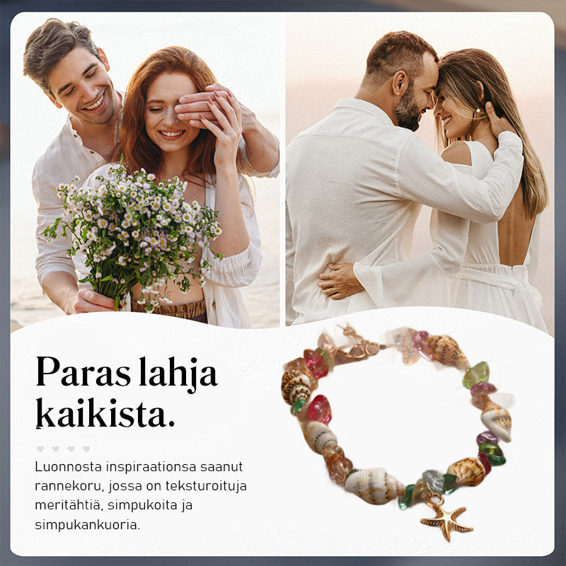 🌊 Meritähti-kuori-riisihelmirannekoru