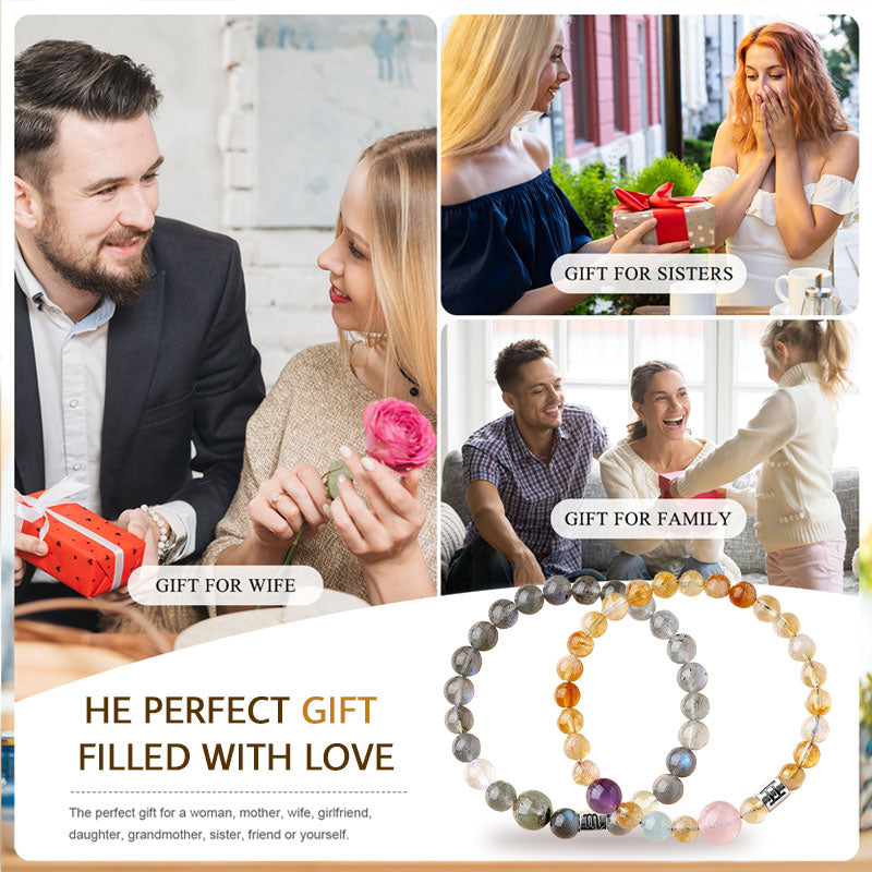 ✨ Henkilökohtainen Horoskooppirannekoru | Aito Luonnonkristalli Energiatasapainottaja 🌌 Täydellinen Lahja 💖