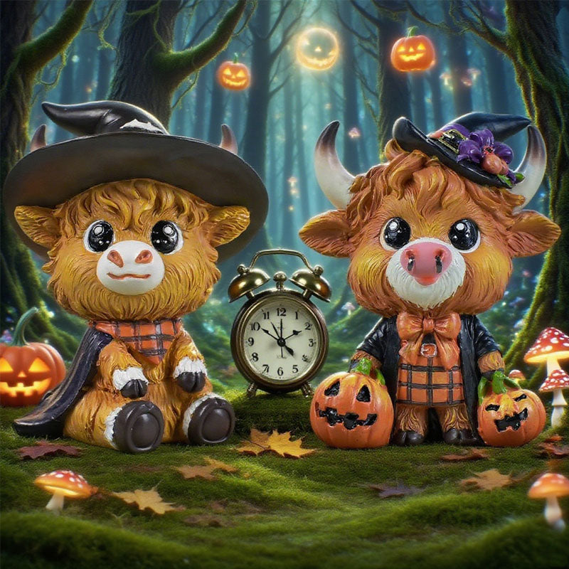🎃 Halloween Highland Cow - söpö helmiöpöytäkoriste 🐮