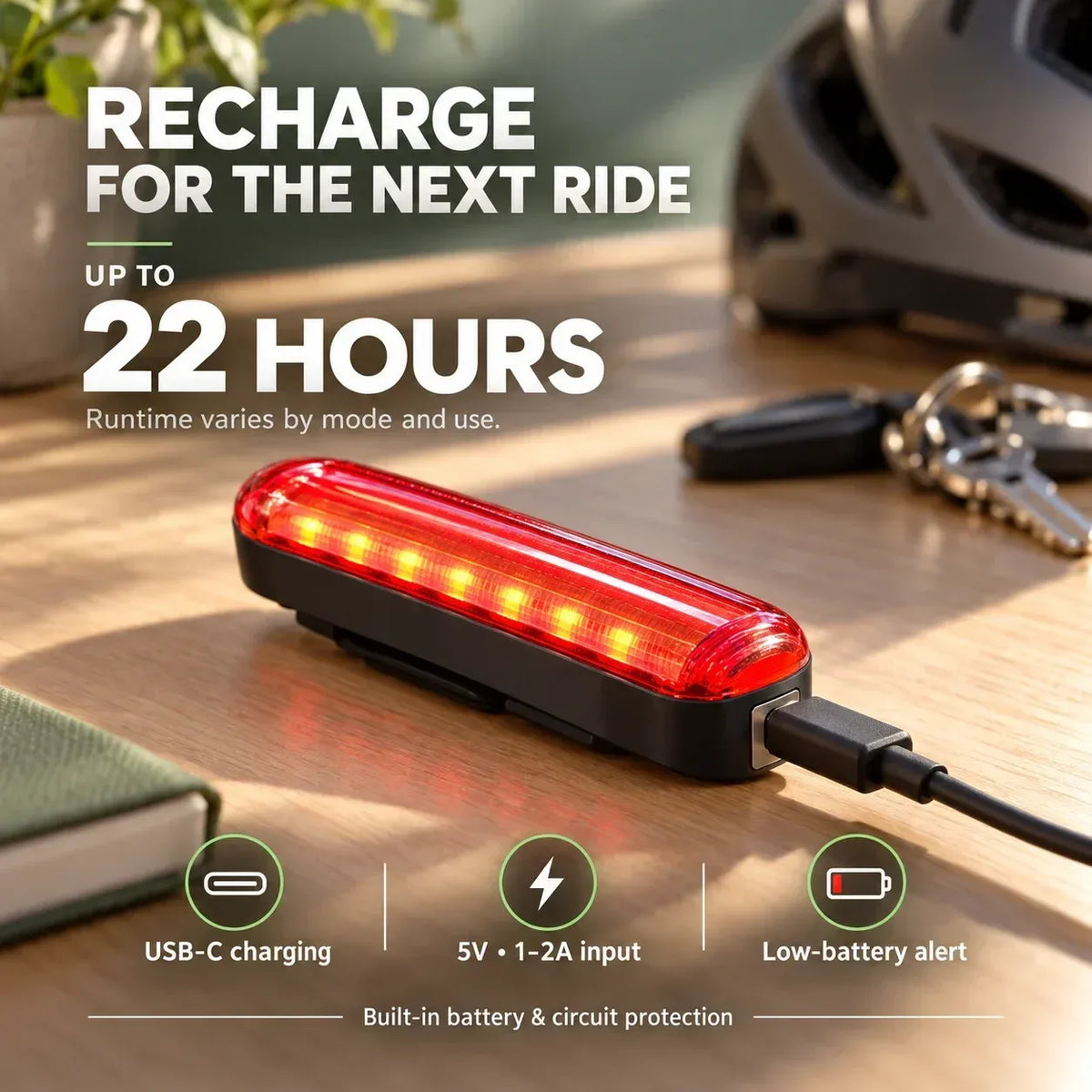 Slim Fietsachterlicht met Remsensor & Laser – Rij Veilig & Zichtbaar in het Donker! 🚨🚲