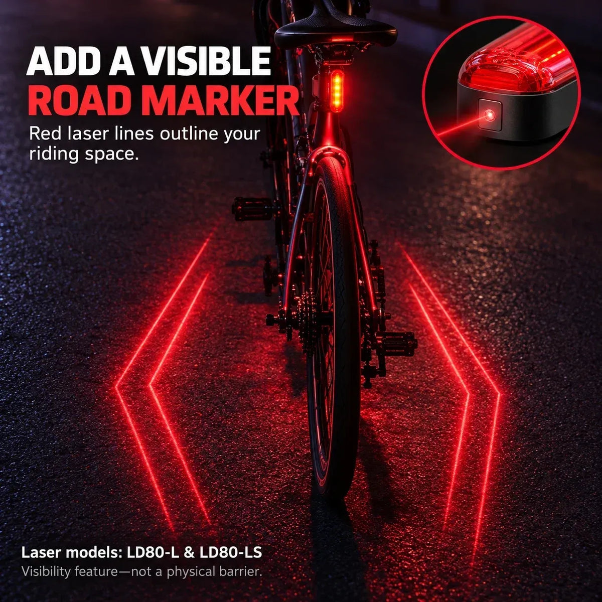 Slim Fietsachterlicht met Remsensor & Laser – Rij Veilig & Zichtbaar in het Donker! 🚨🚲