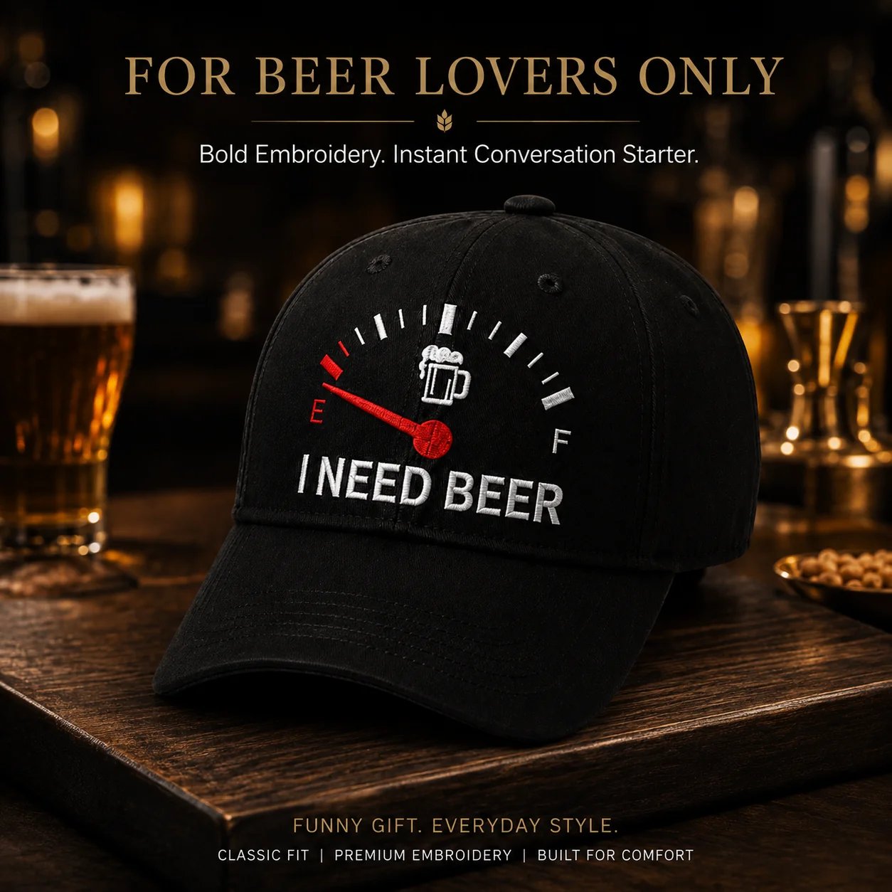 "I NEED BEER" Geborduurde Pet - Dé ultieme ijsbreker voor de bar & BBQ 🍺