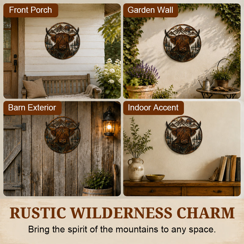 🏔️✨ Robuuste Highland Cow Metalen Wanddecoratie — Sfeer & Karakter in Huis!