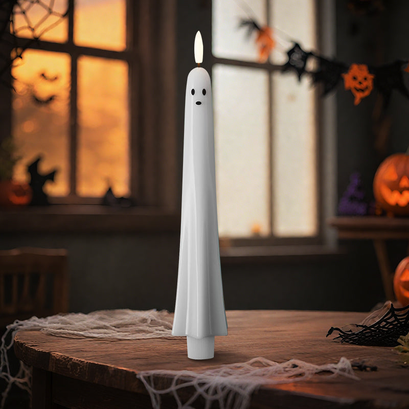 🎃👻 Kauko-ohjattava Halloween-kynttilä 3D Liekillä | Turvallinen & Sähkökynttilä Lapsille | Kummituksen Koriste 👻🎃