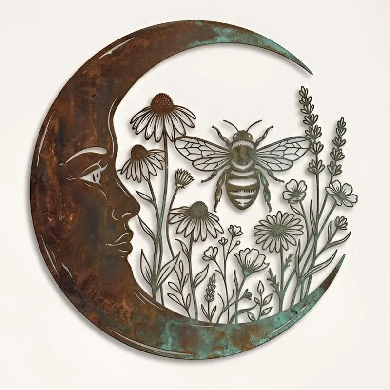 🐝 Creëer Je Eigen Dromerige Rustplek: Luxe Moon & Bee Wanddecoratie voor Buiten