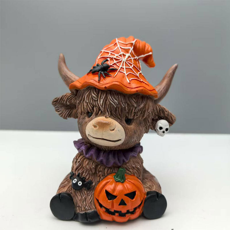 🖤 Skotlannin Ylämaanlehmä - Aito Halloween-koriste Pöydälle ja Ovelle 🎃🐮