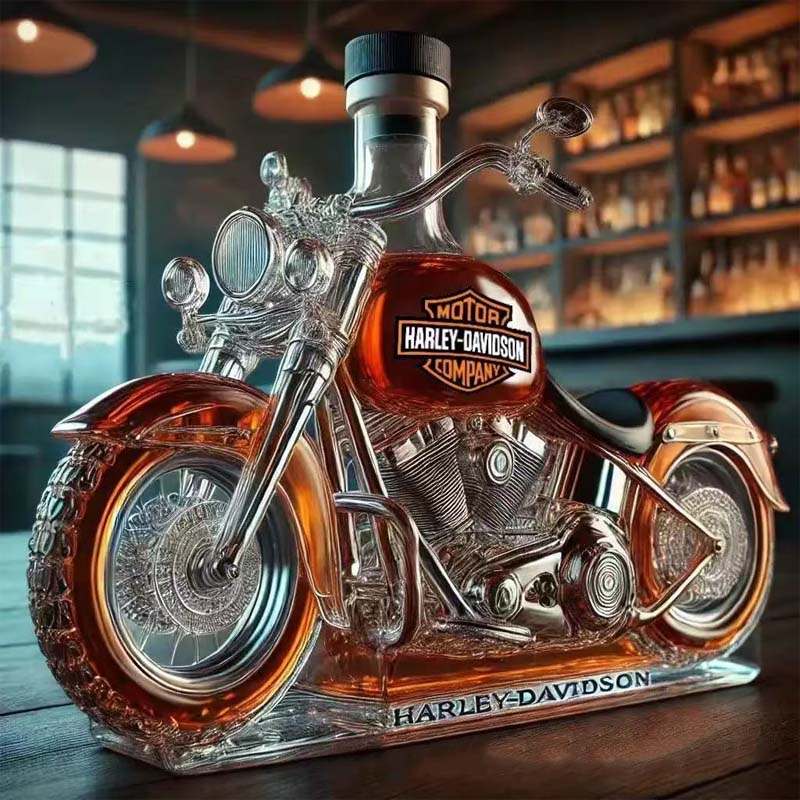 🏍️ Moottoripyörä Muotoinen Lasinen Viinipullo - Ainutlaatuinen Lahjaidea Miesten 🎁