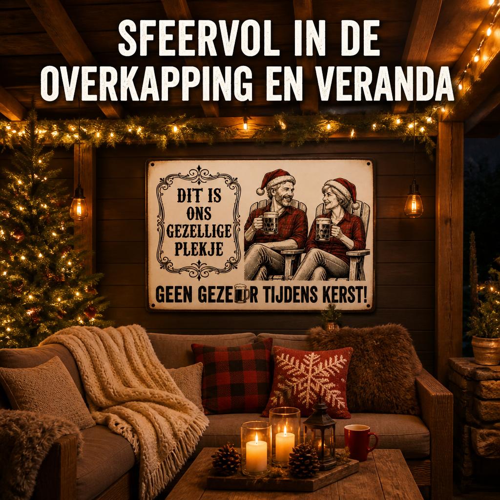 DIT IS ONS GEZELLIGE PLEKJE Metalen Bord - "Geen Gezeur Tijdens Kerst!" Retro Blikvanger & Uniek Kerstcadeau 🎄🍻