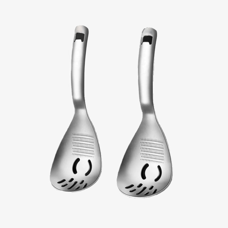 🥄 5-in-1 Multifunctionele Rasplepel – Snel Raspen, Prakken & Zeven Zonder Gedoe!
