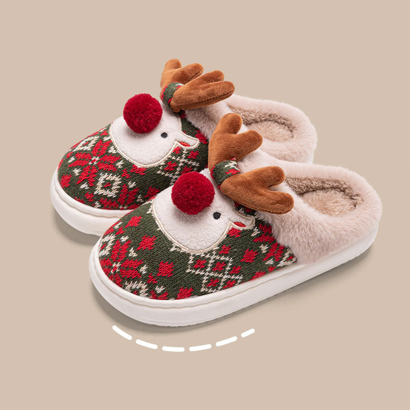 🦌 Suloiset Poro Tohvelit ✨ | Lämpimät Tekoturkisvuoriset Joulutossut 🔥 | Liukumaton Pohja