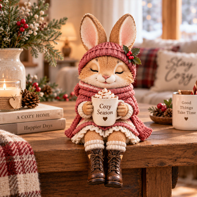 Liefdevolle Kerstdier Figuurtjes | Met Koffiekopje voor de Ultieme Winterse Gezelligheid ☕