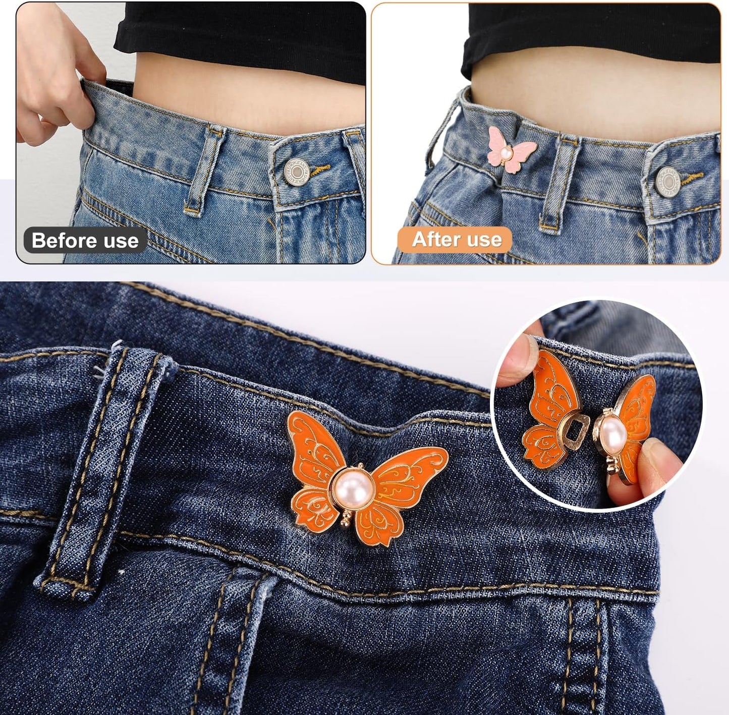 Je favoriete broek weer perfect passend! Elegante vlinder-clips voor een droomtaille 🦋