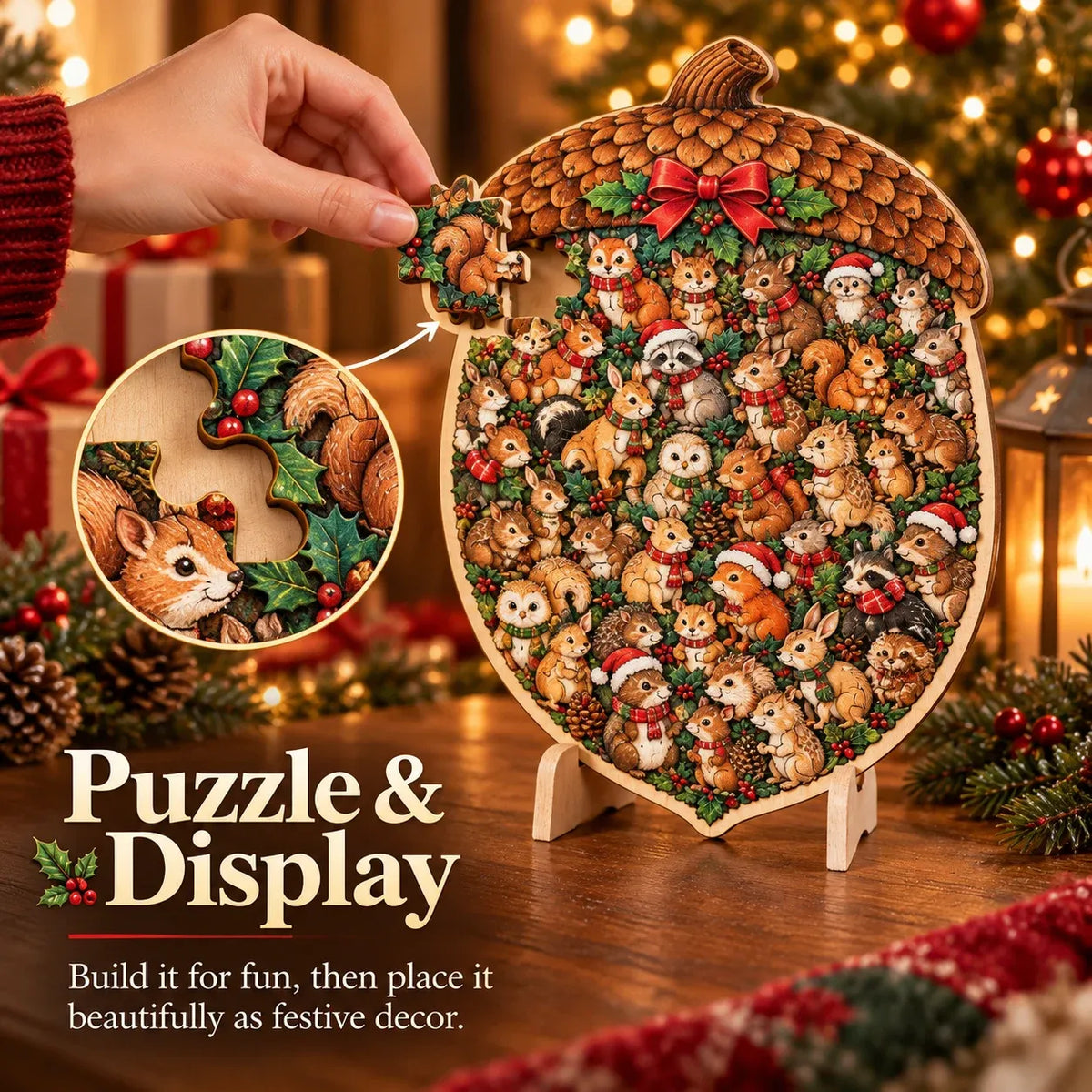 🎄 Bouw Je Eigen Kerstmagie! 3D Houten Kerstpuzzel met Standaard