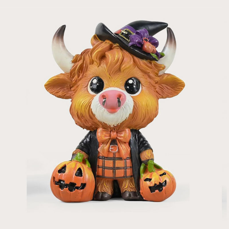 🎃 Halloween Highland Cow - söpö helmiöpöytäkoriste 🐮