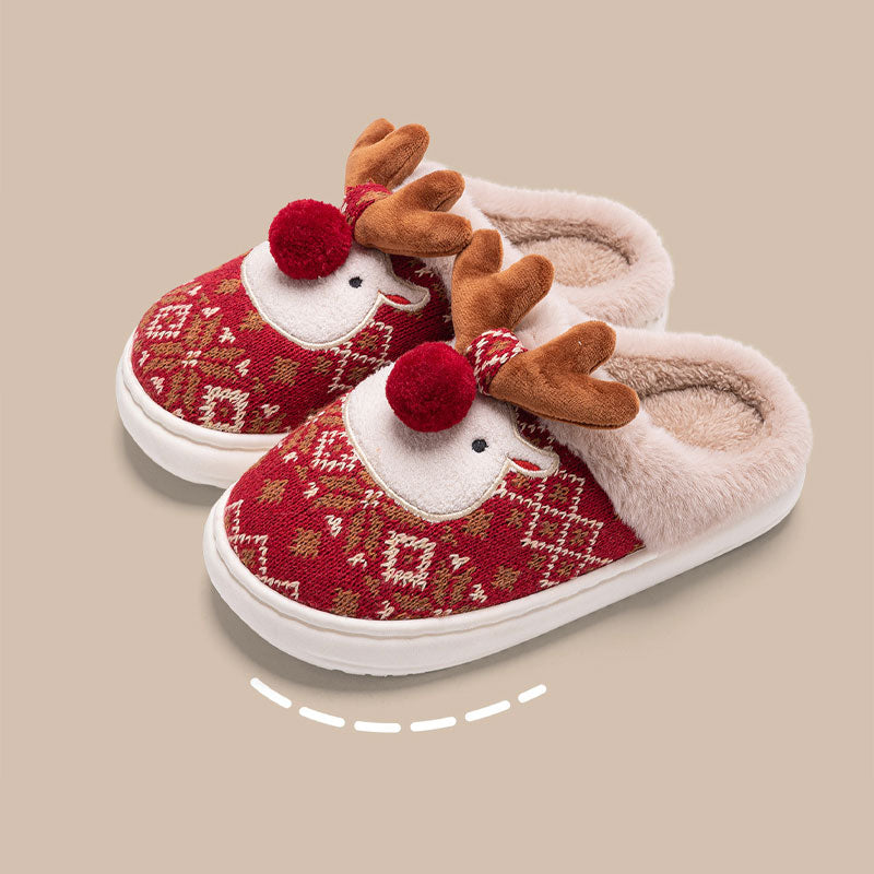 🦌 Suloiset Poro Tohvelit ✨ | Lämpimät Tekoturkisvuoriset Joulutossut 🔥 | Liukumaton Pohja