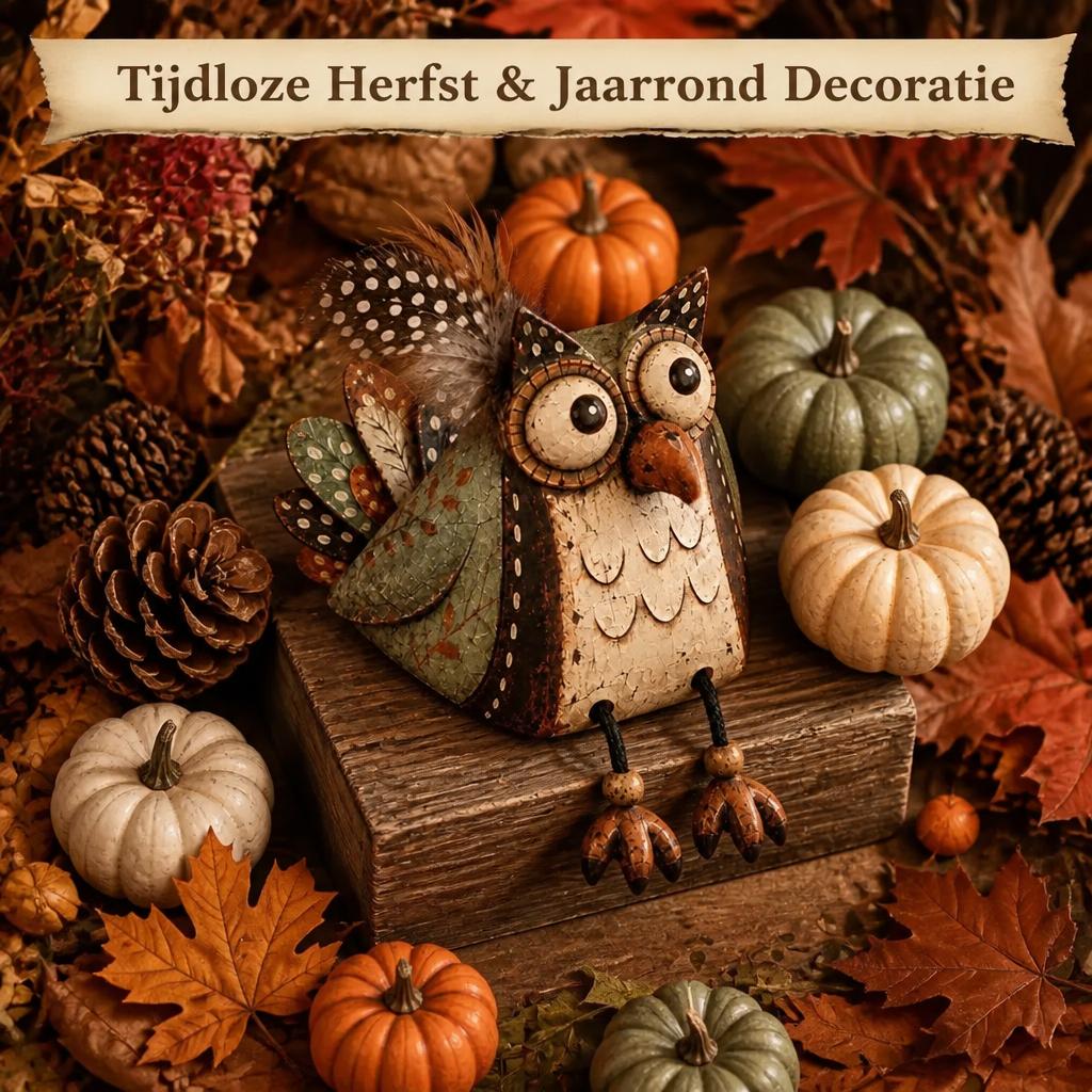 🍂 Geef Je Huis Direct Die Unieke, Warme & Landelijke Sfeer – 🦉 Decoratieve Uil Met Bungelbenen 🏠