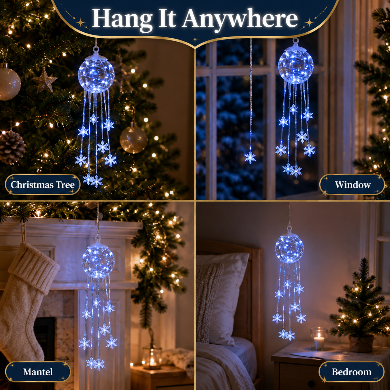 Winter Magic Snowflake Cascade – LED Hanging Christmas Ornament❄️