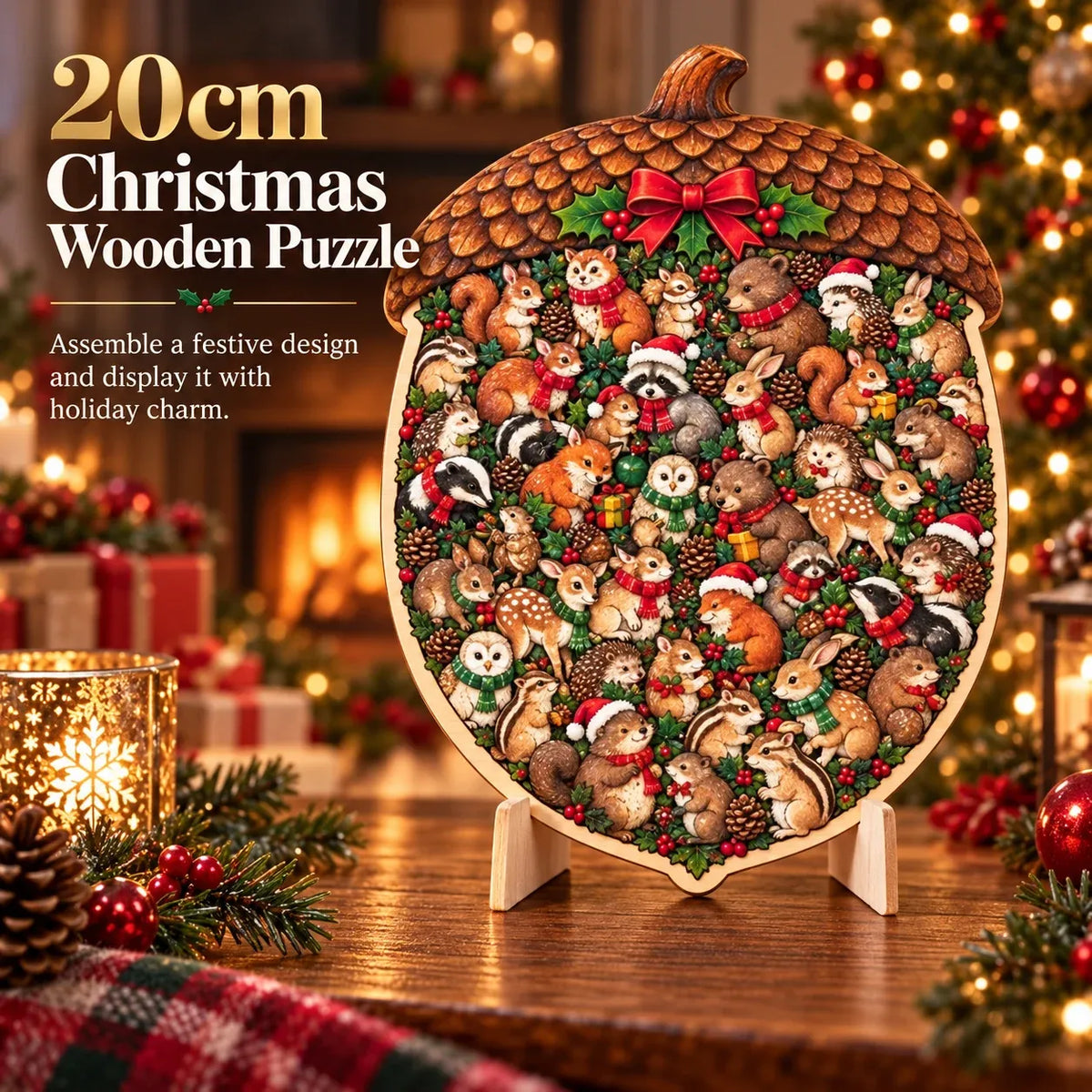 🎄 Bouw Je Eigen Kerstmagie! 3D Houten Kerstpuzzel met Standaard
