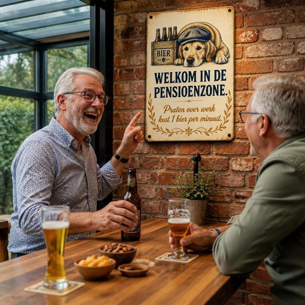Metalen Bord "Pensioenzone" – Praten Over Werk Kost 1 Bier Per Minuut! 🍺