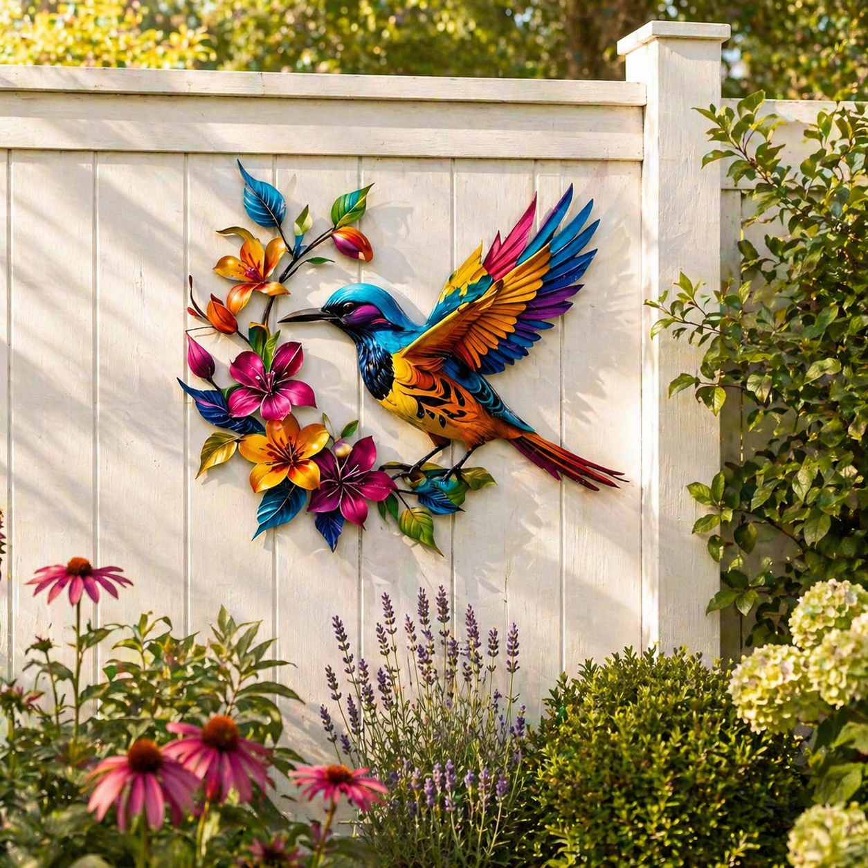 Maak je tuin extra gezellig met deze kleurrijke kolibrie die stormvast aan elke muur schittert 🌸
