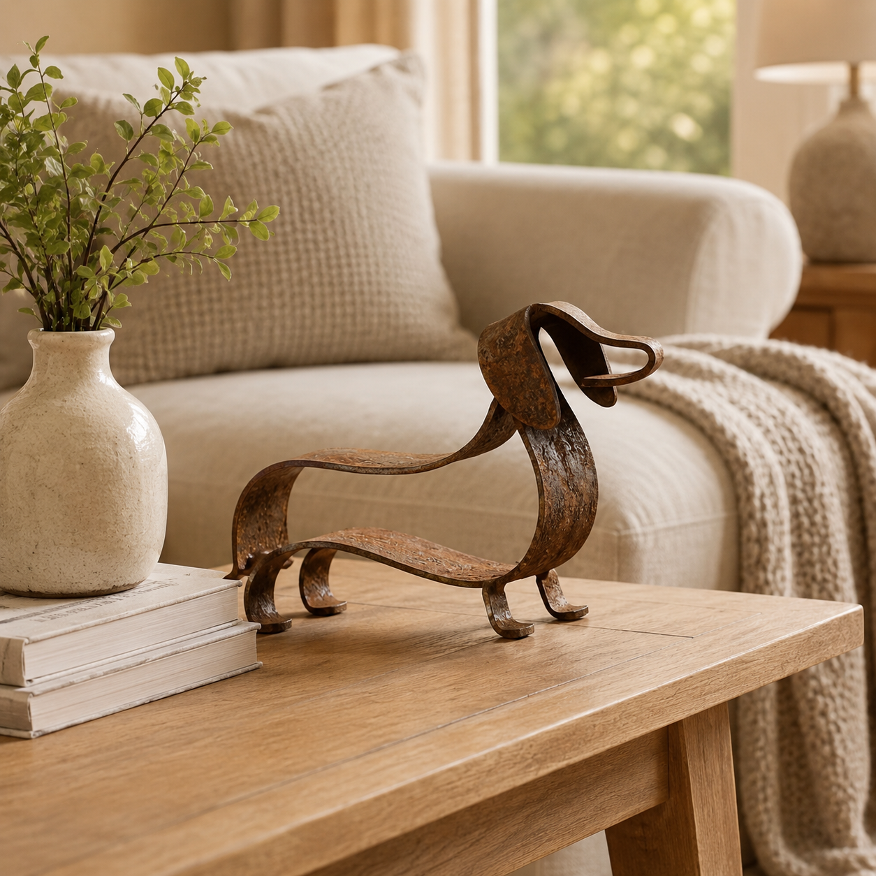 Metalen Teckel Sculptuur | Sfeervolle Eyecatcher Voor Huis & Tuin! 🐾