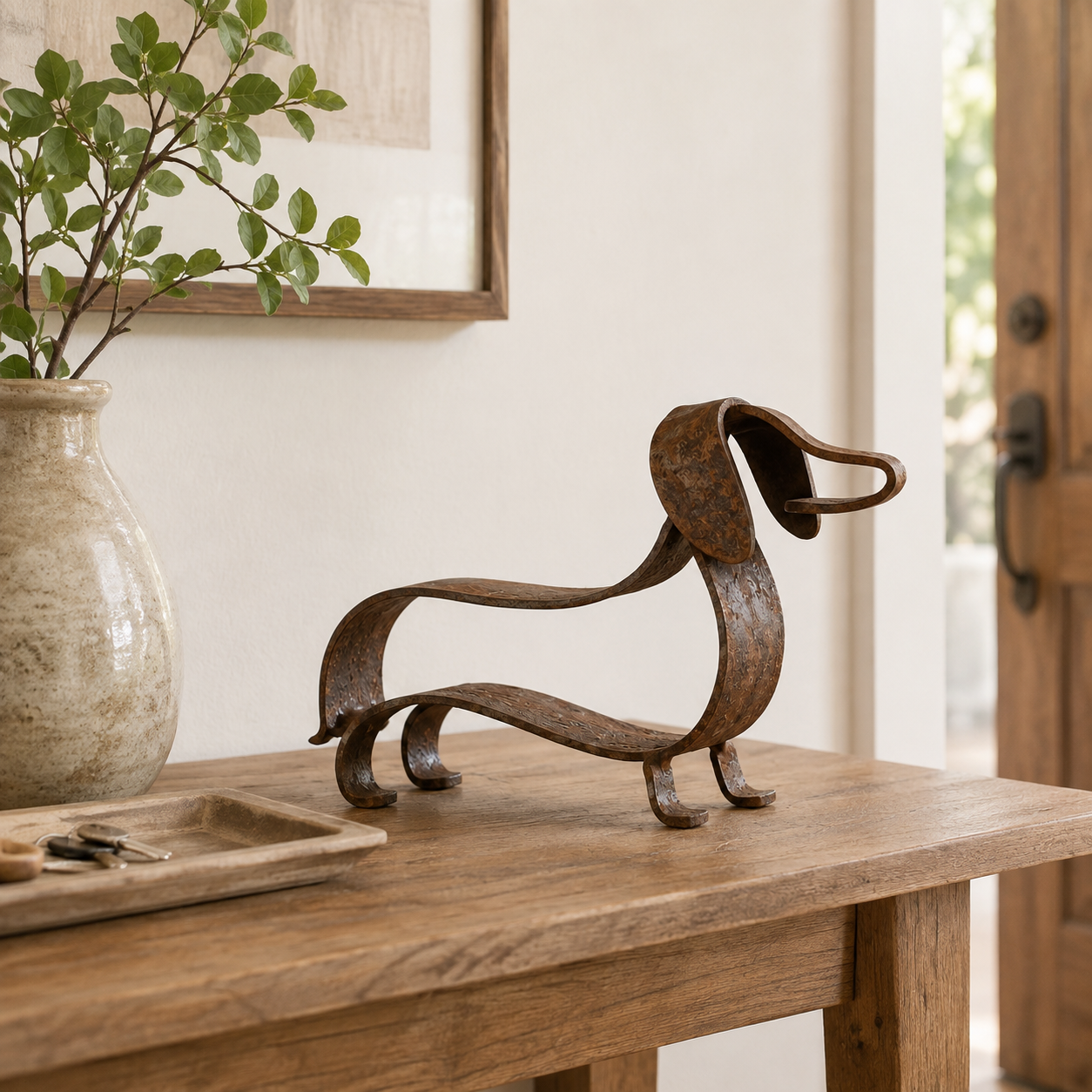 Metalen Teckel Sculptuur | Sfeervolle Eyecatcher Voor Huis & Tuin! 🐾