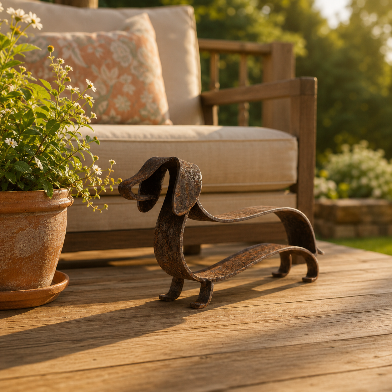 Metalen Teckel Sculptuur | Sfeervolle Eyecatcher Voor Huis & Tuin! 🐾