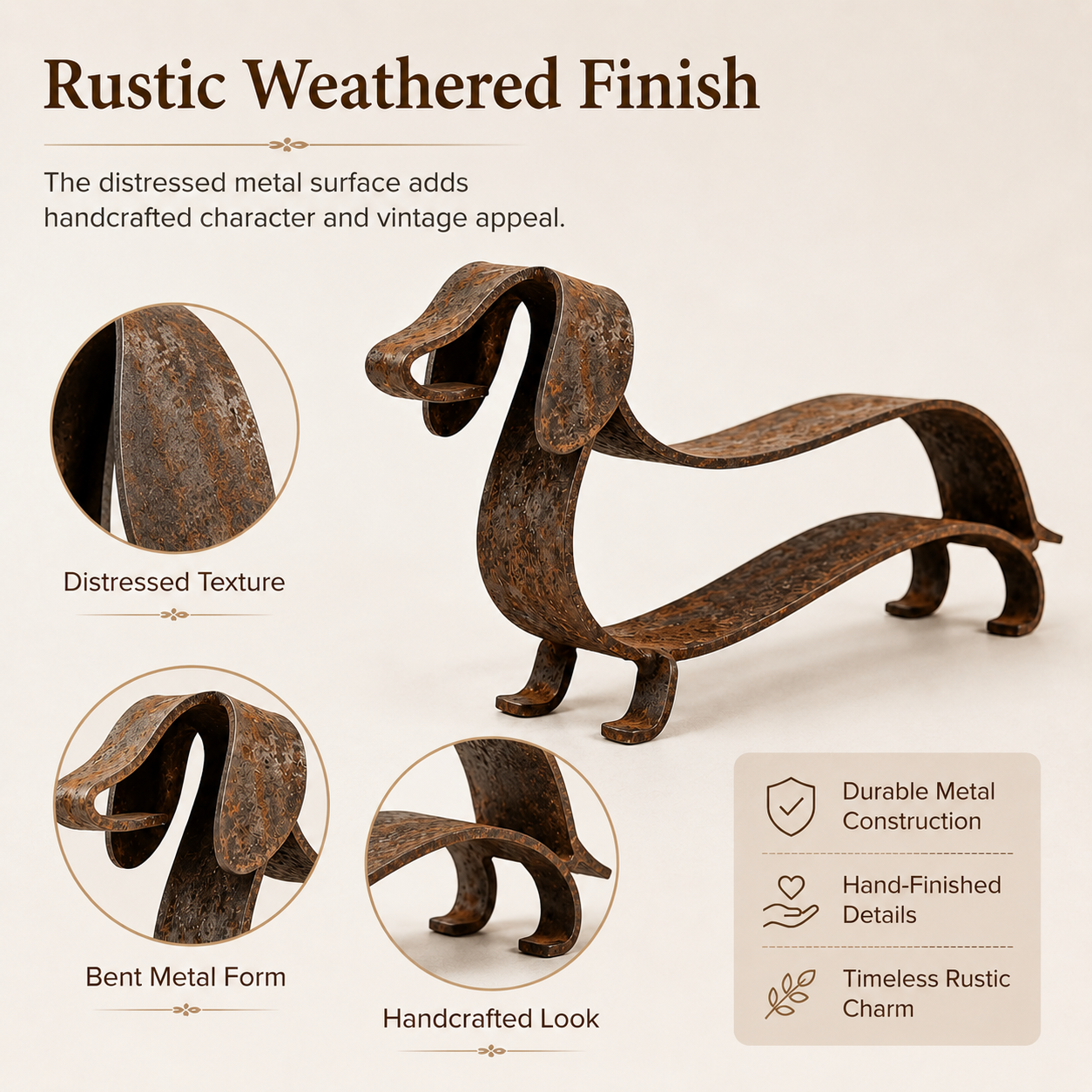 Metalen Teckel Sculptuur | Sfeervolle Eyecatcher Voor Huis & Tuin! 🐾