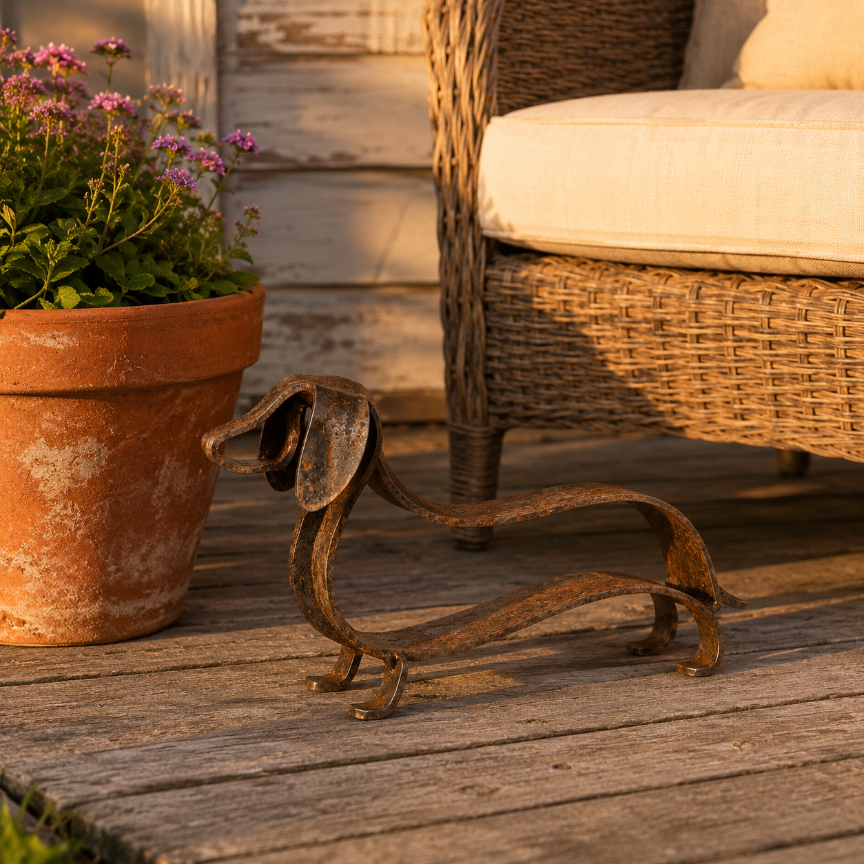 Metalen Teckel Sculptuur | Sfeervolle Eyecatcher Voor Huis & Tuin! 🐾
