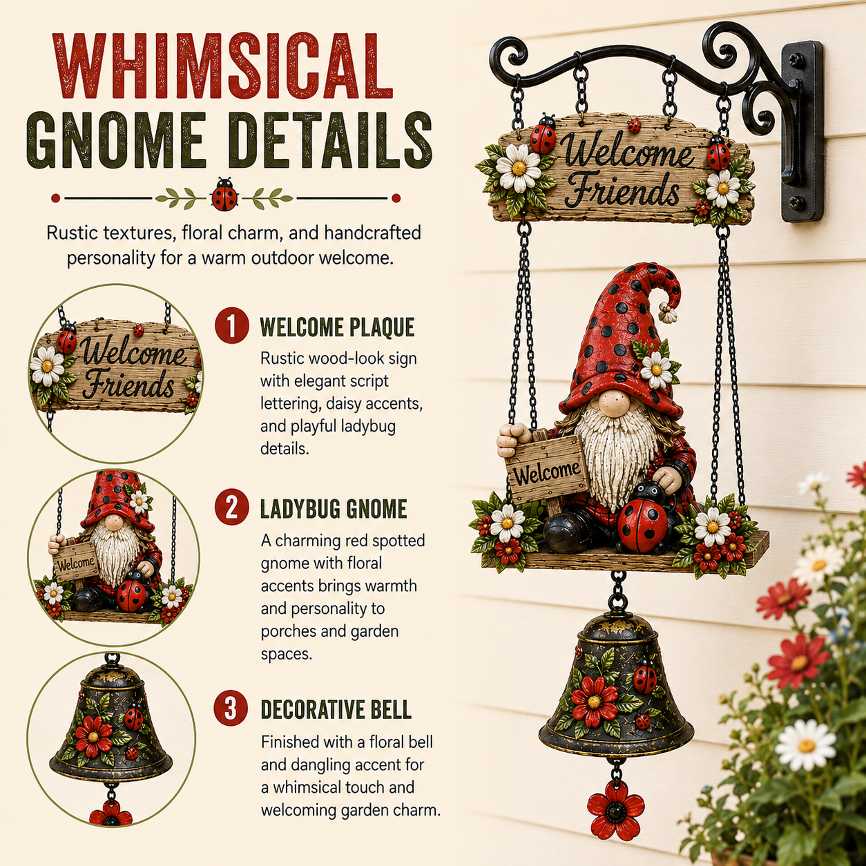 🌼 Rustieke Wanddecoratie met Vintage Bel — Dé blikvanger voor de tuin! 🔔