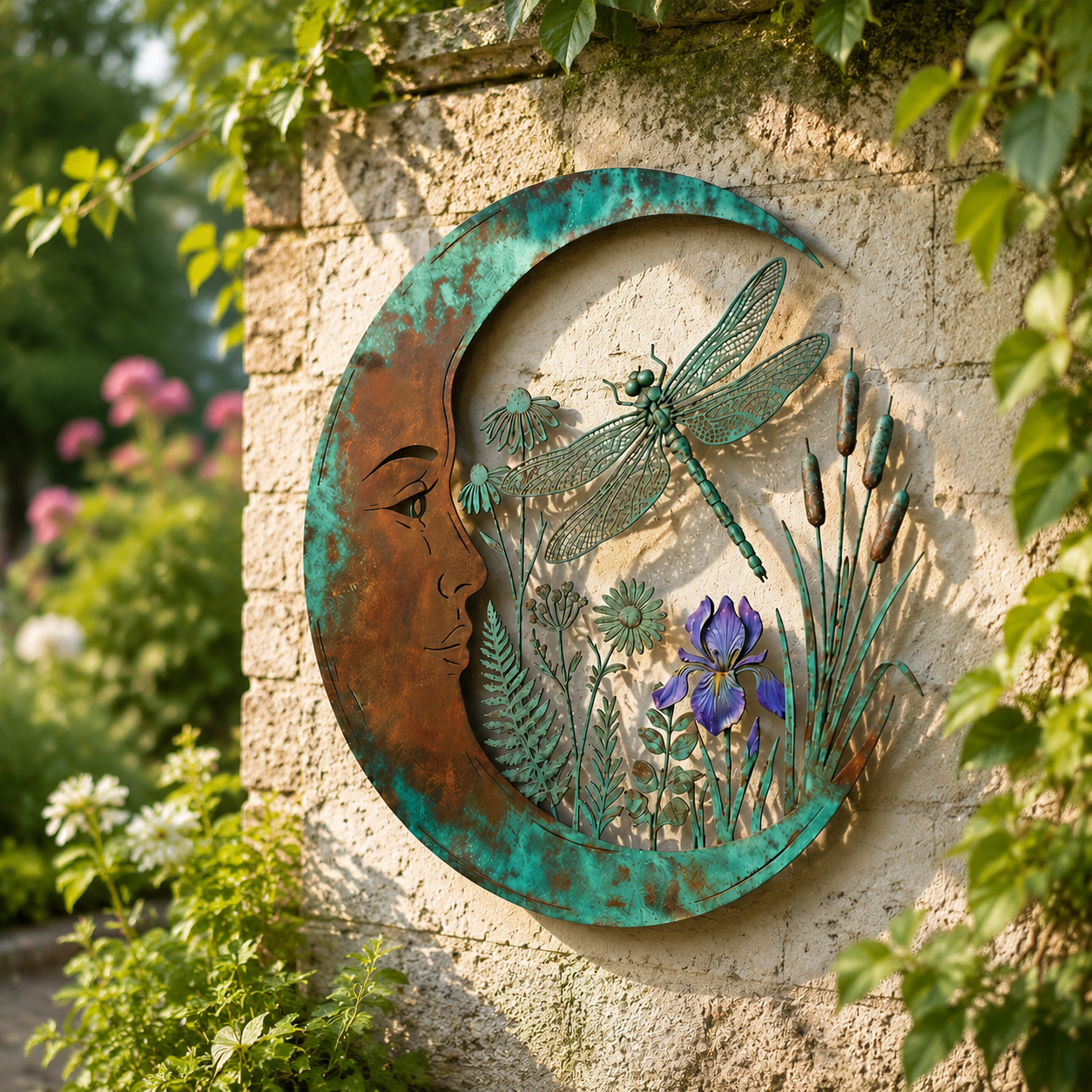 🐝 Creëer Je Eigen Dromerige Rustplek: Luxe Moon & Bee Wanddecoratie voor Buiten