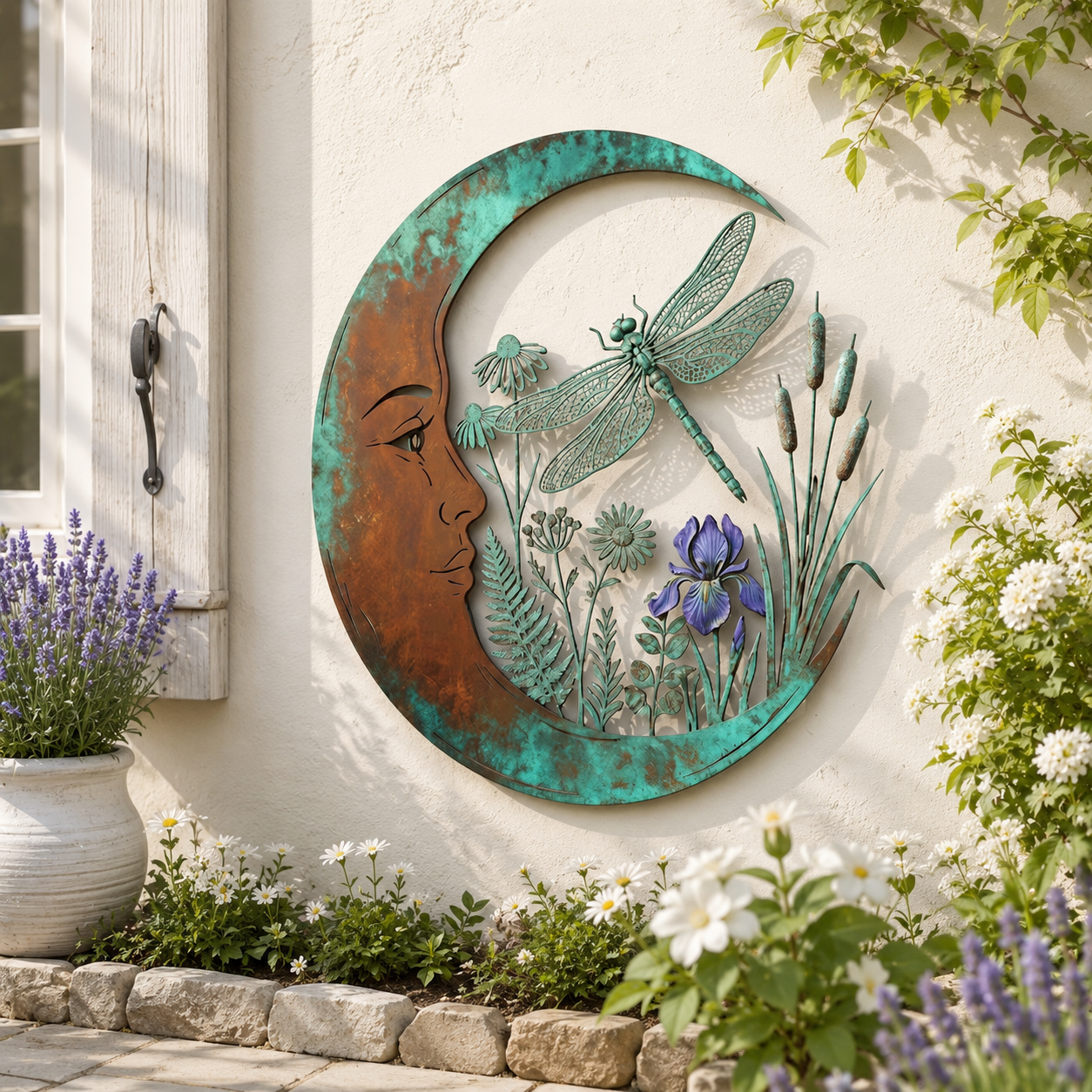 🐝 Creëer Je Eigen Dromerige Rustplek: Luxe Moon & Bee Wanddecoratie voor Buiten