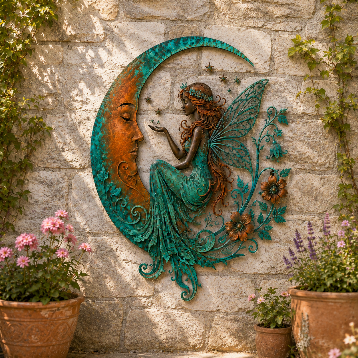 🐝 Creëer Je Eigen Dromerige Rustplek: Luxe Moon & Bee Wanddecoratie voor Buiten